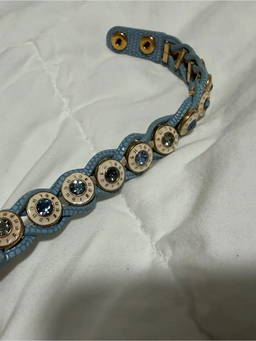 Henri Bendel Blue Braided Crystal Disc Bracelet